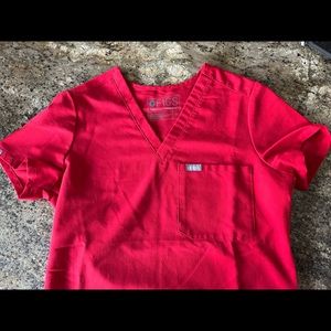 Figs One pocket Catarina Scrub top RED